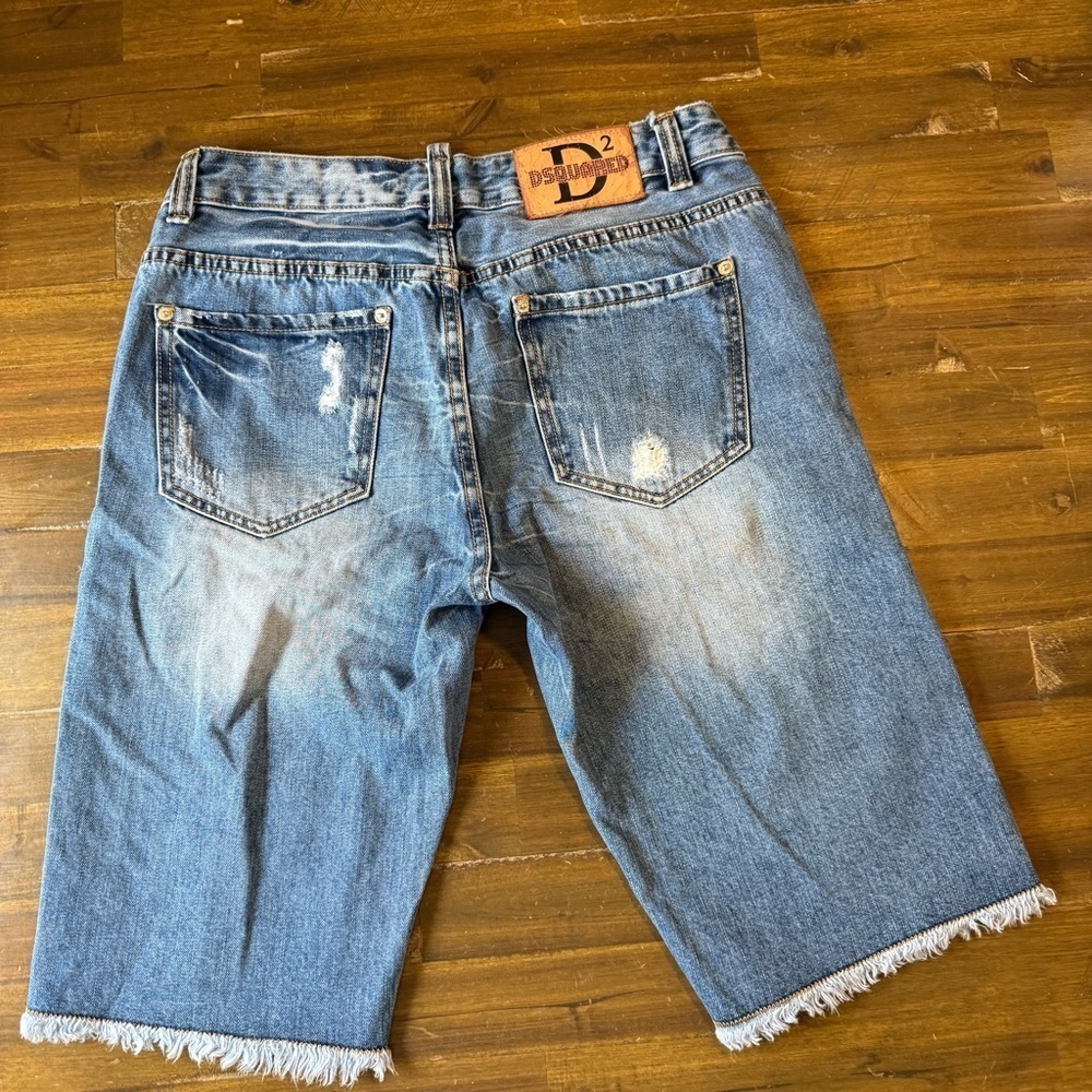 Dsquared Wash Distressed Holes/Rips Denim Shorts - Picture 2 of 9